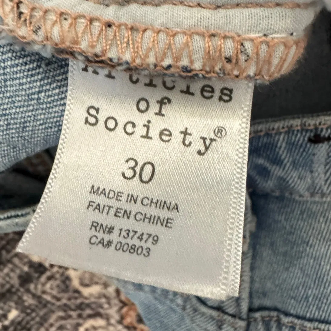 Articles of Society Mid Rise Straight Crop‎ Jeans Light Wash - Image 3