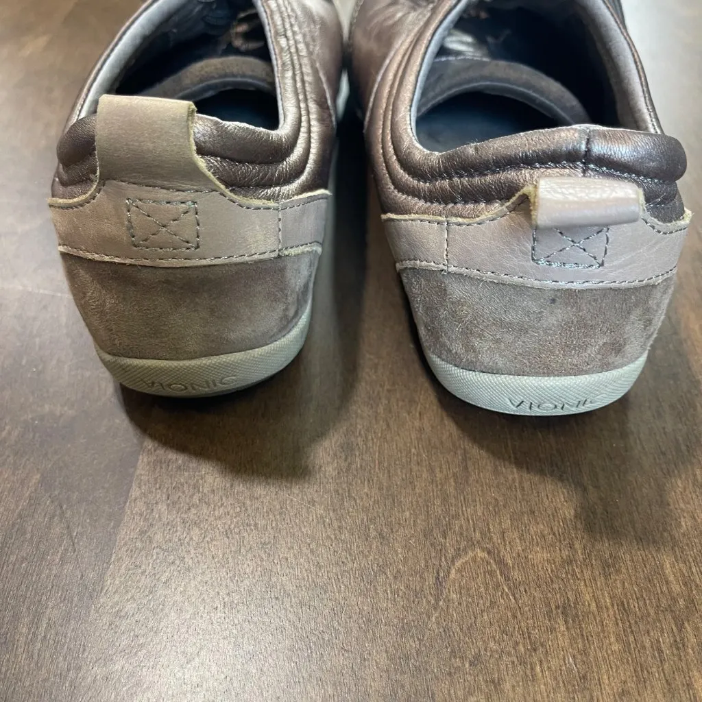 Vionic Willa Leather Sneakers Womens Size 6 Bronze Metallic Lace Up Comfort Shoe - Image 7