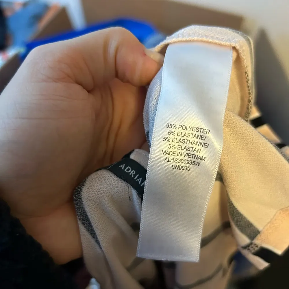 Adrianna Papell Cream and Black Striped Balloon Sleeve Blouse - Image 4