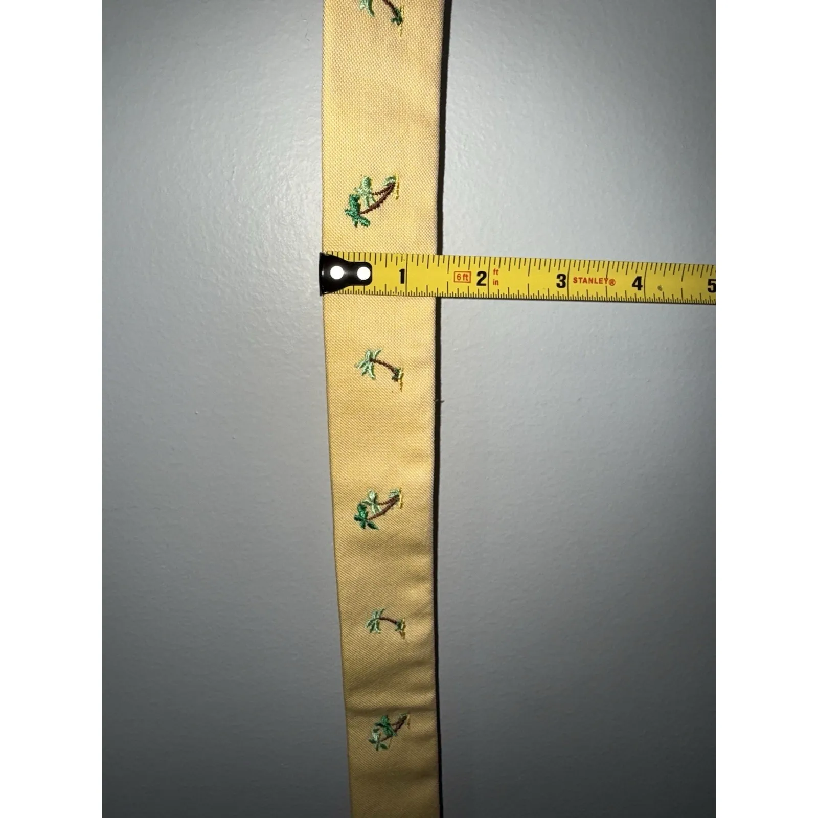 Brooks Brothers Belt Yellow Tan Fabric Palm Tree Size M Unisex Men Women‎ 37" - Image 7