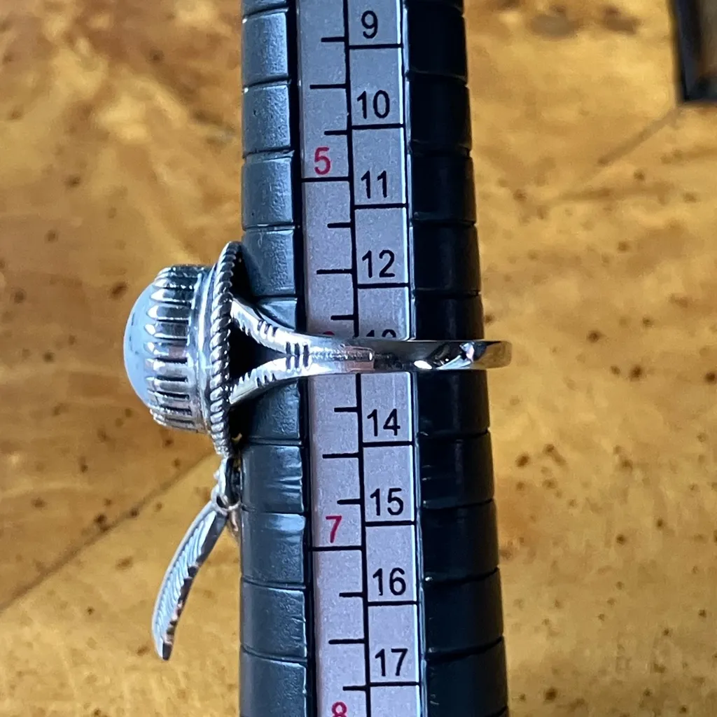 Real White Buffalo Feather Ring Size 6 Black - Image 8