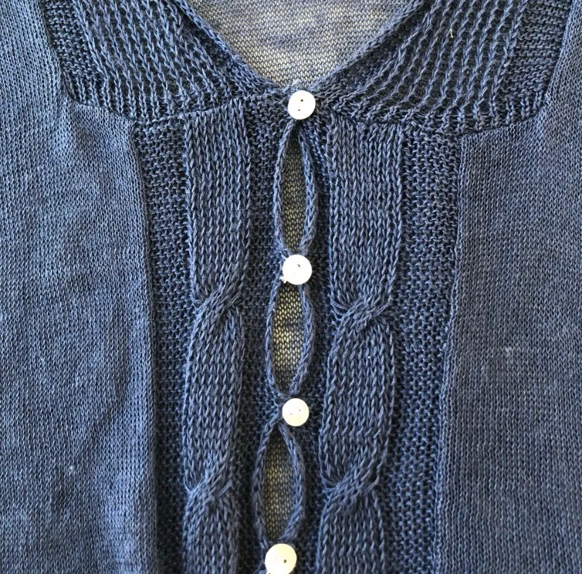 Navy Blue Sheer Cardigan Size L - Image 4