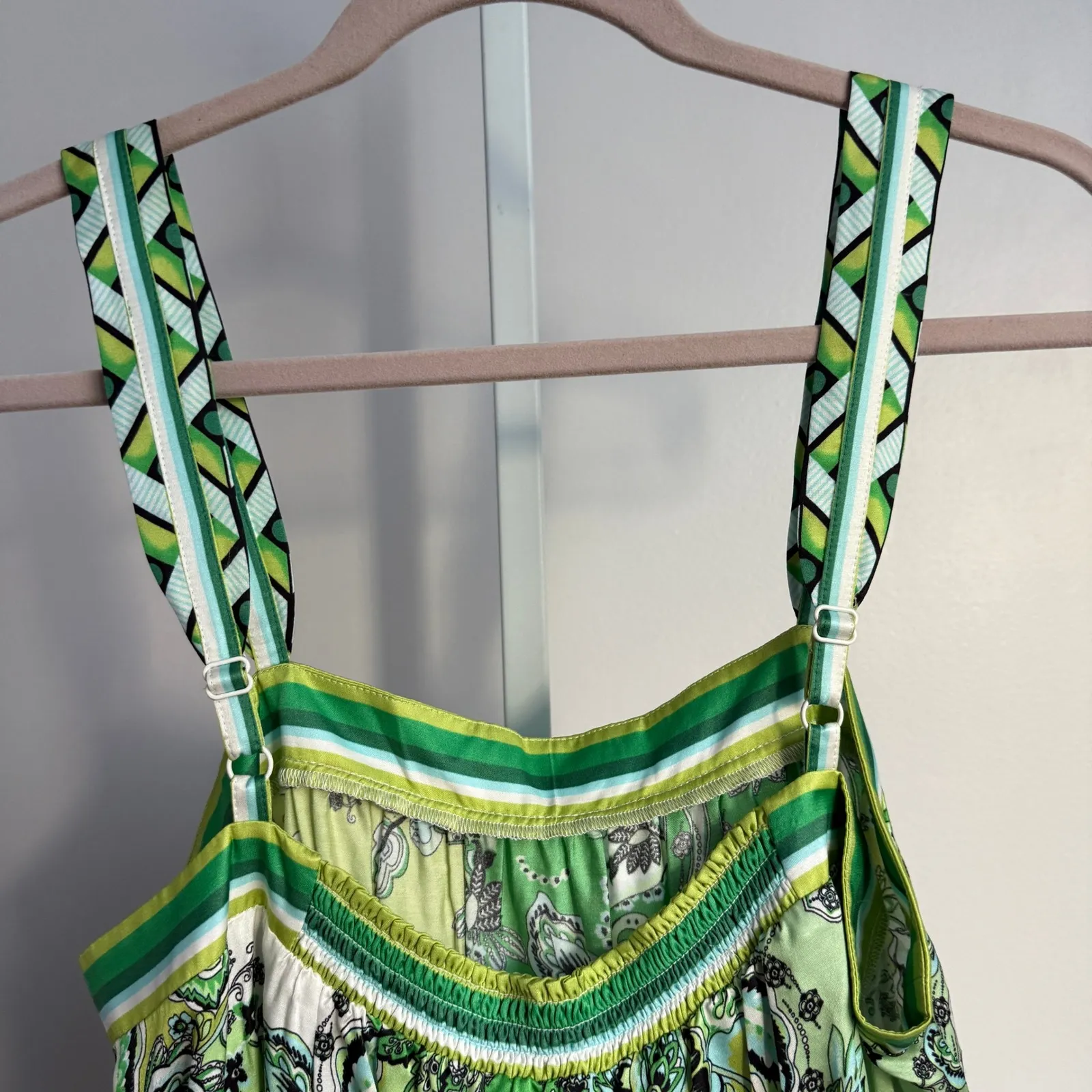 Hale Bob Green Floral Tank Top Sleeveless Casual‎ Blouse Summer Size S - Image 9