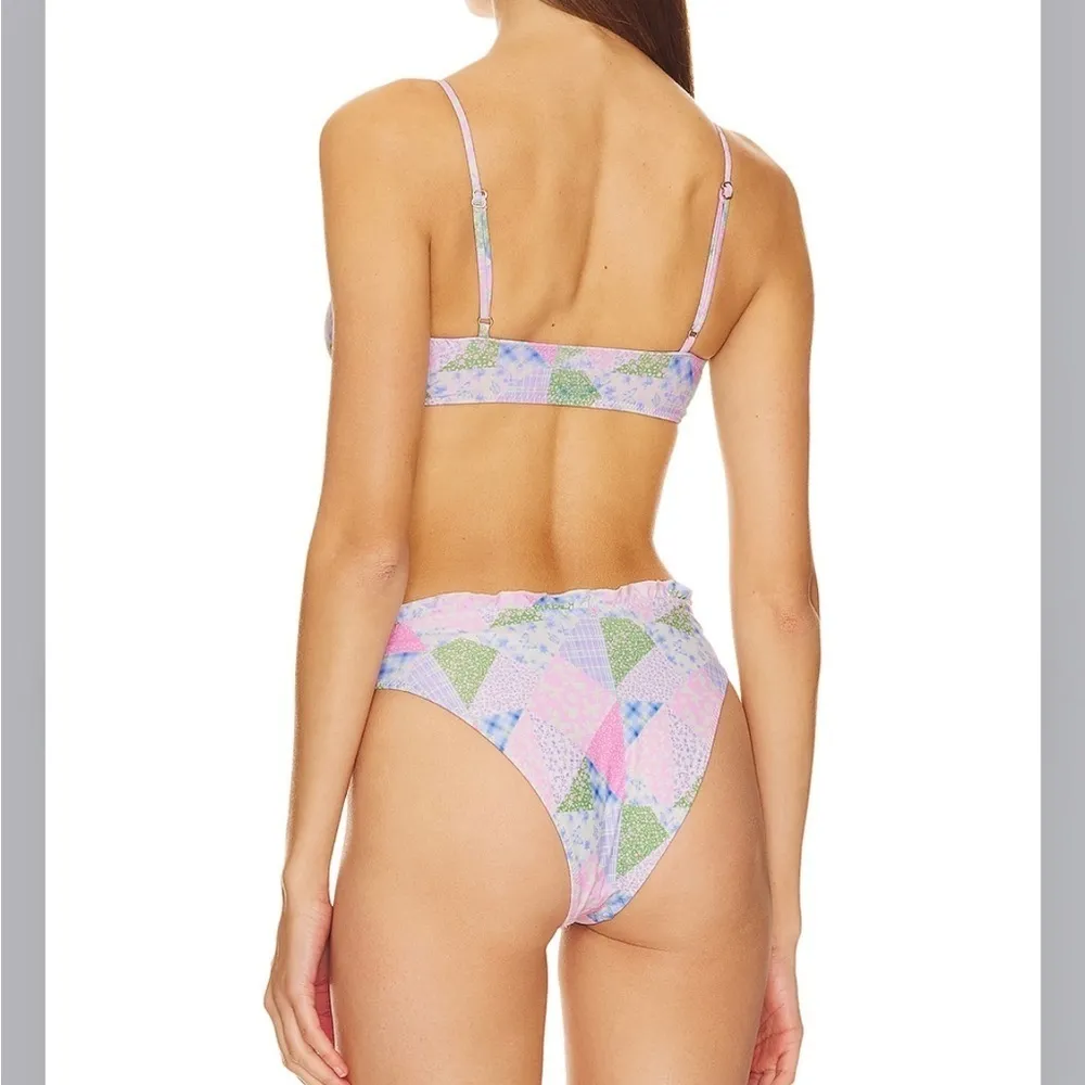 Lovers + Friends  In a Haze Two Piece Patchwork Bikini Small - Image 3