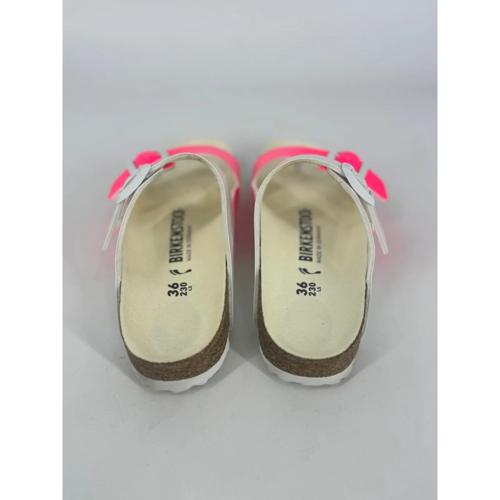 Birkenstock Arizona Split Birko-Flor Patent - Patent Neon Pink/White - Image 5