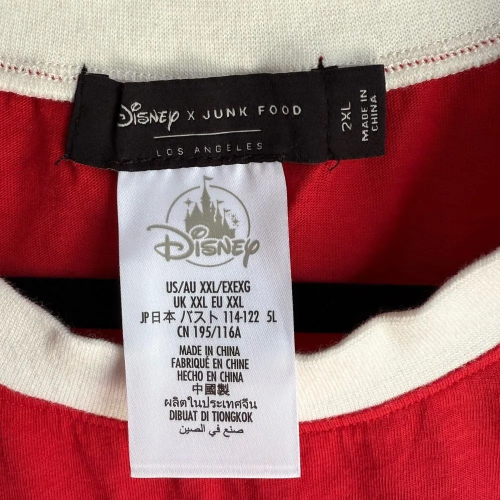 Disney Junk Food Toy Story Pizza Planet Cropped Ringer Tee 2XL Red Size undefined - Image 3