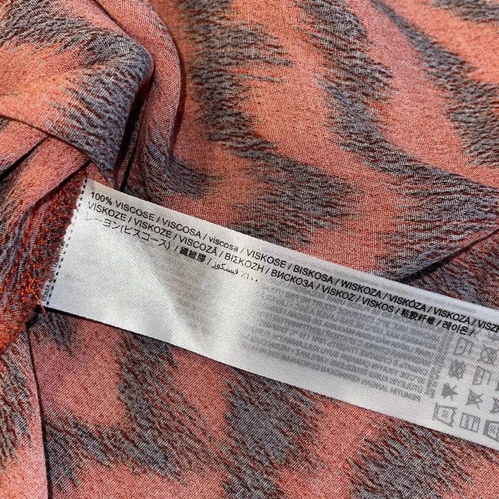 Mango Womens Animal Print Elastic Waist Flowy Midi Skirt Red Orange Black Size L - Image 7