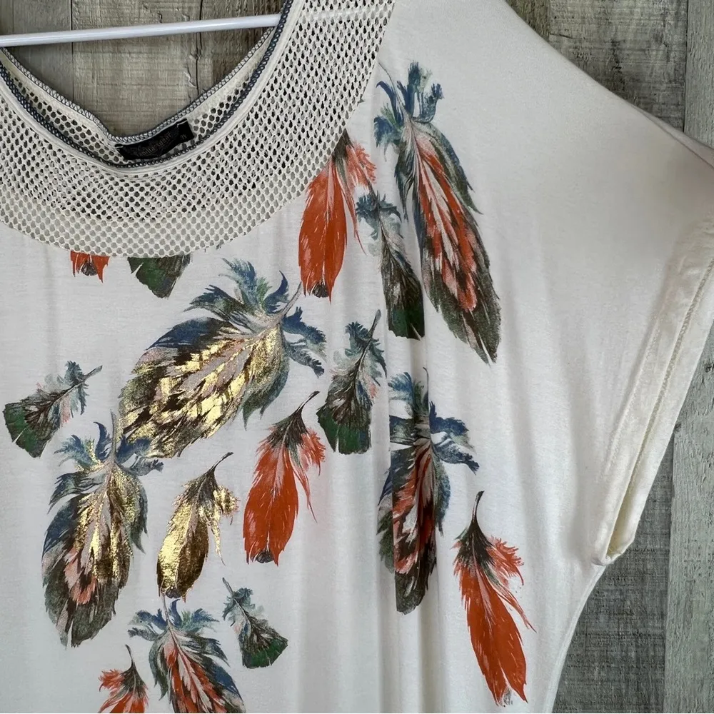 Vanilla Sugar Size 3X Cream Color Sleeveless Top with Gold Leaves Lattice Back - Image 3