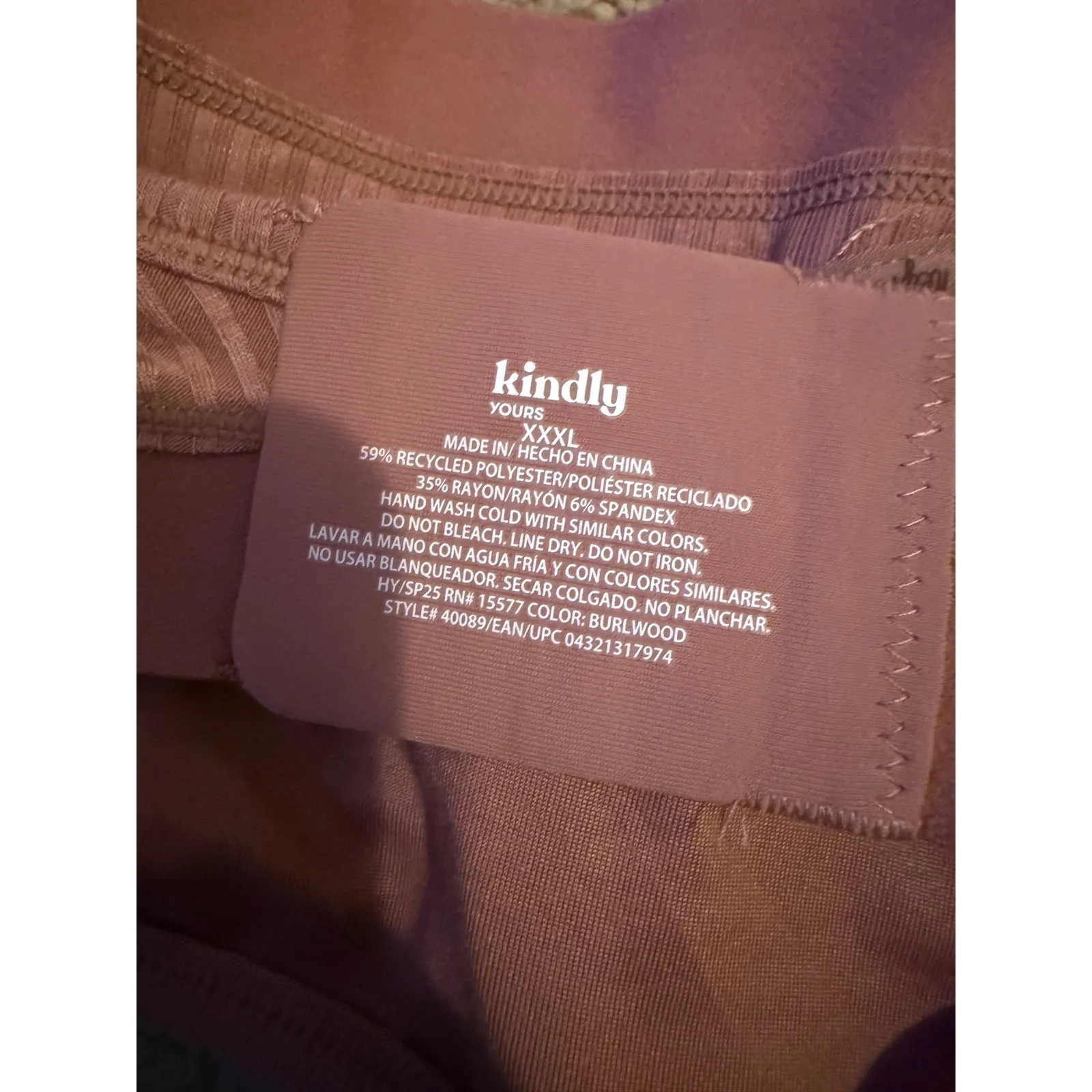 Kindly NWT Ribbed Plunge Bralette XXXL Burlwood Wireless Comfort‎ Lounge Bra Pink Size undefined - Image 3