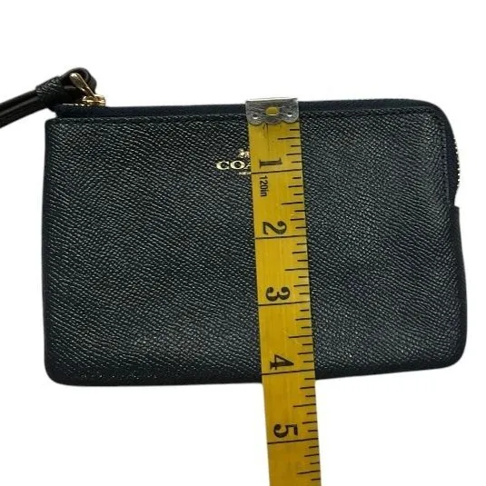 Coach Corner Zip‎ Wristlet Wallet Crossgrain Small Leather Black - Image 5