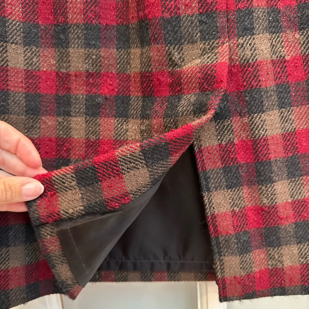 Vintage Pendleton 100% Virgin Wool Tartan Plaid Skirt Red Black Size 10 Petite - Image 6