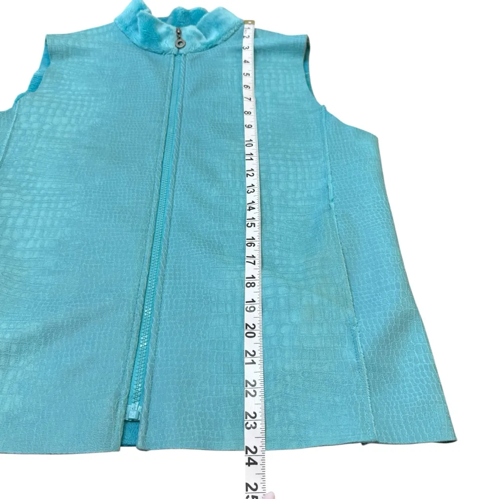 Necksworks turquoise Faux‎ leather Vest Size Small Gray - Image 7