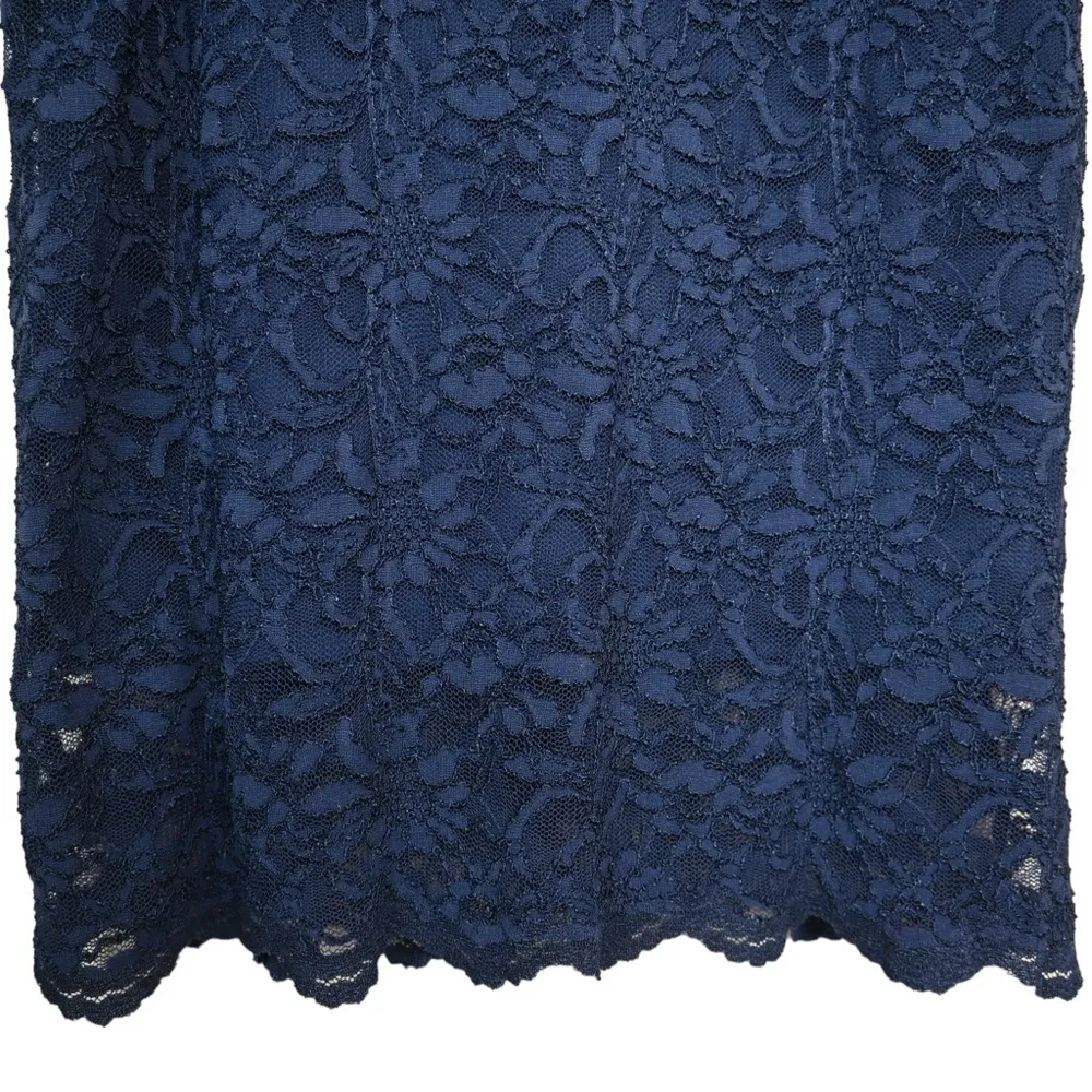 Tiana B. Womens 14 Navy Blue 3/4 Sleeve Lace Dress - Image 5