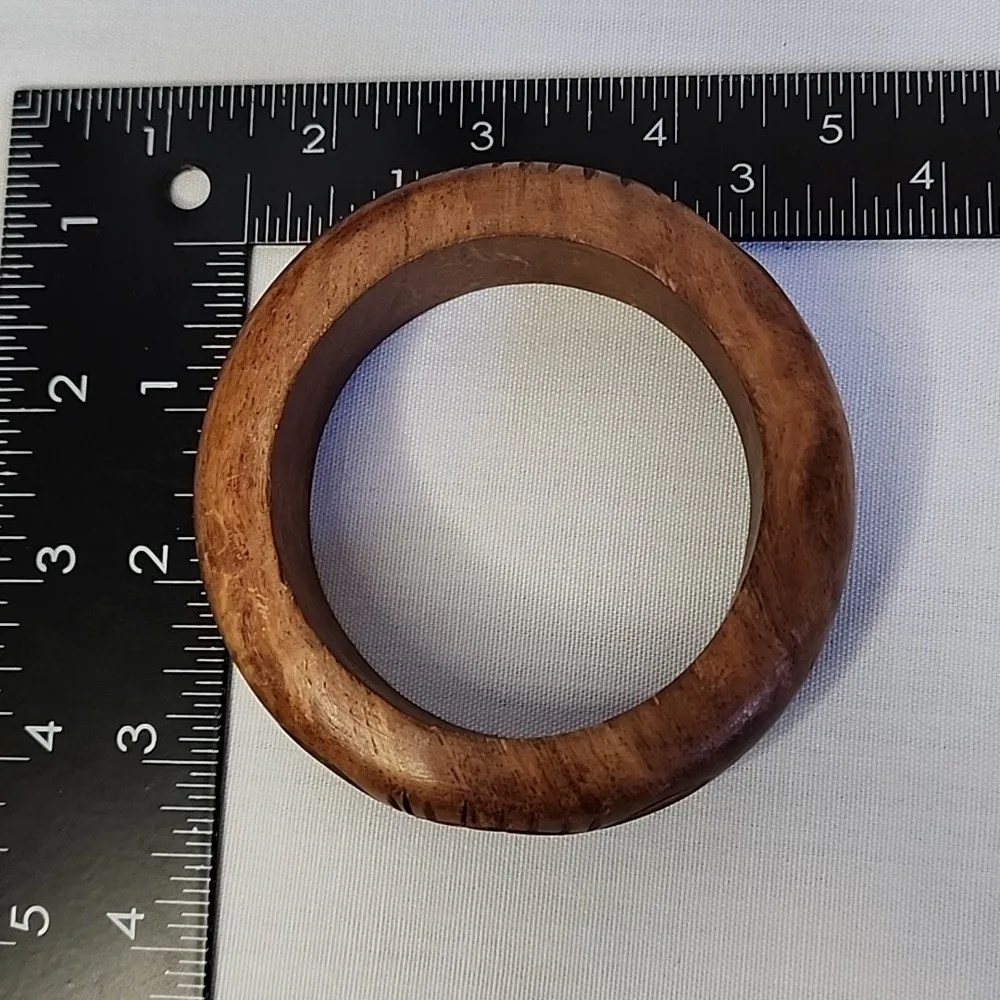 Boho Wood Bracelet Set Orange and Natural - Image 4