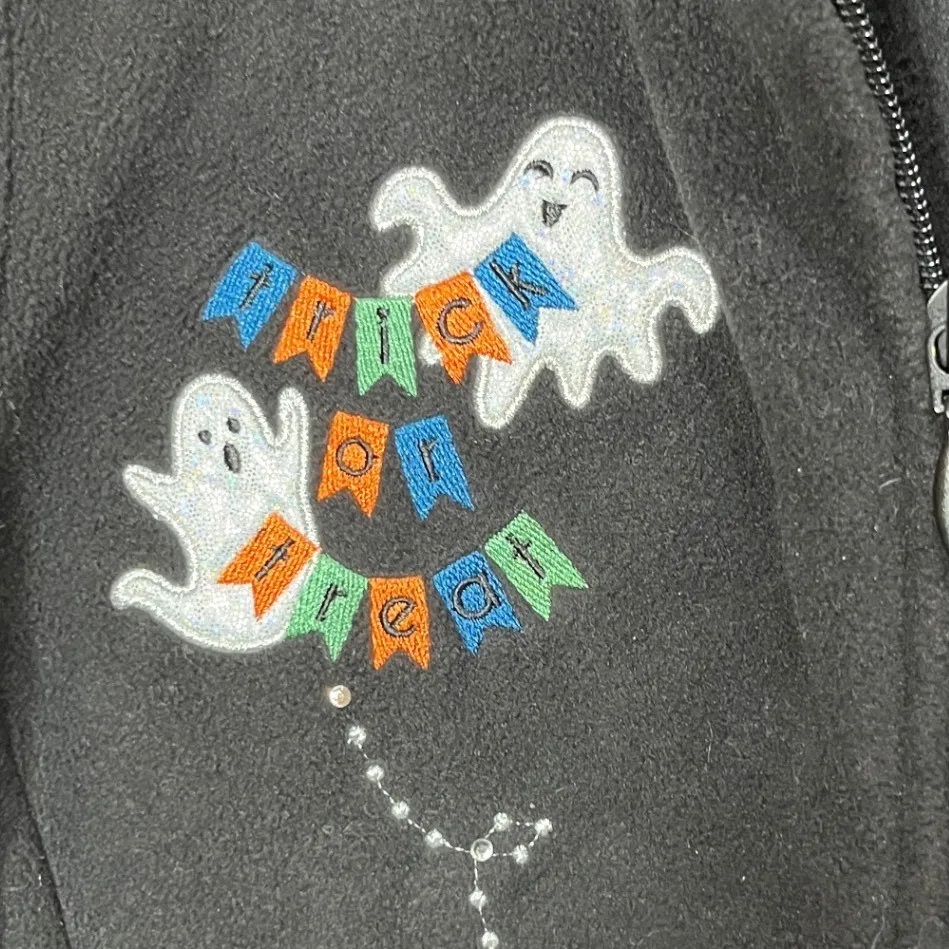 Holiday Editions Womens Black Fleece Ghost Trick or Treat Vest Size S - Image 2