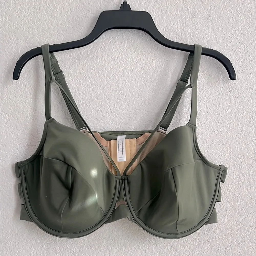 Cacique Swim Olive Underwire Lightly Lined Balconette Bikini Top, Size 42DD - Image 4