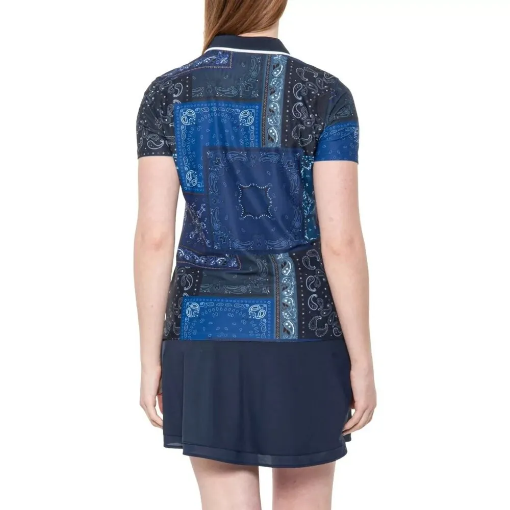 G/FORE Navy Blue Bandana Tech Pique Golf Polo Shirt Size Medium‎ - Image 2