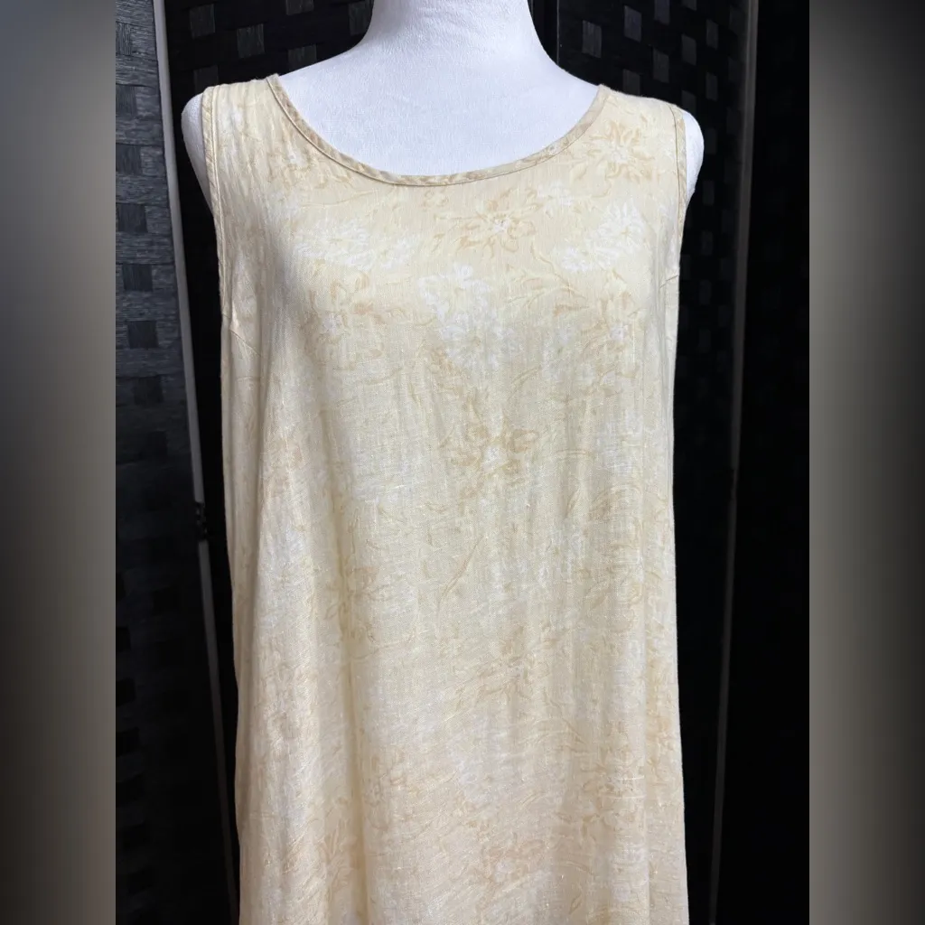Gap Linen Shift Dress Womens S Maxi Beige Beach Coastal Boho Hippie Lagenlook - Image 3