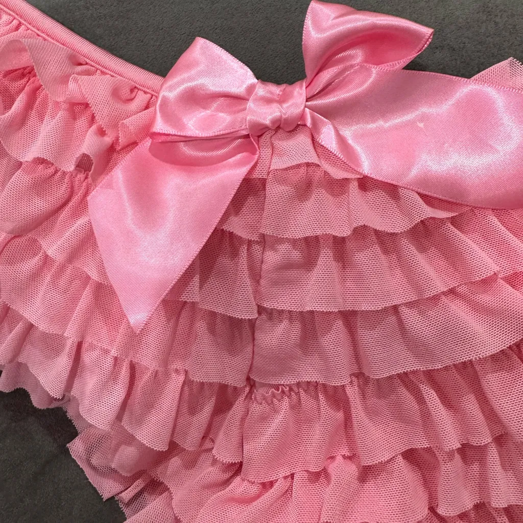 Velvet Kitten Pink Ruffled Lingerie Bloomer Boyshort with Candy Embellishments - Image 4
