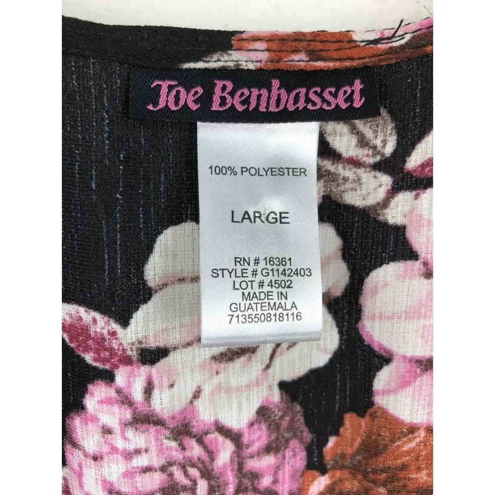 New Joe Benbasset Black Floral Jumpsuit Womens Large Short Slit Sleeve Romantic - Image 5