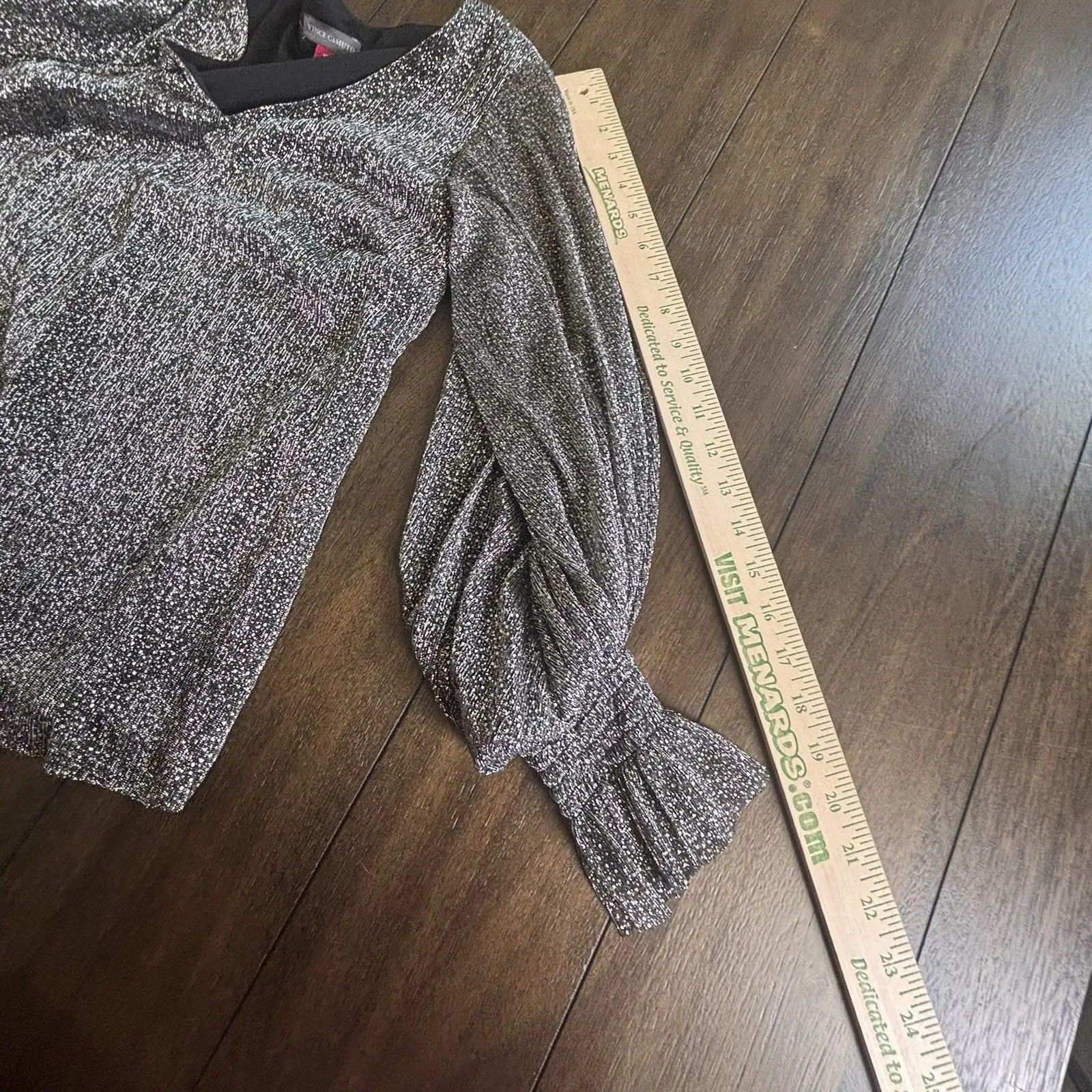 Vince Camuto Women's V-Neck Long-Sleeve Confetti Ready - Rich Black Size XS $79 - Image 7