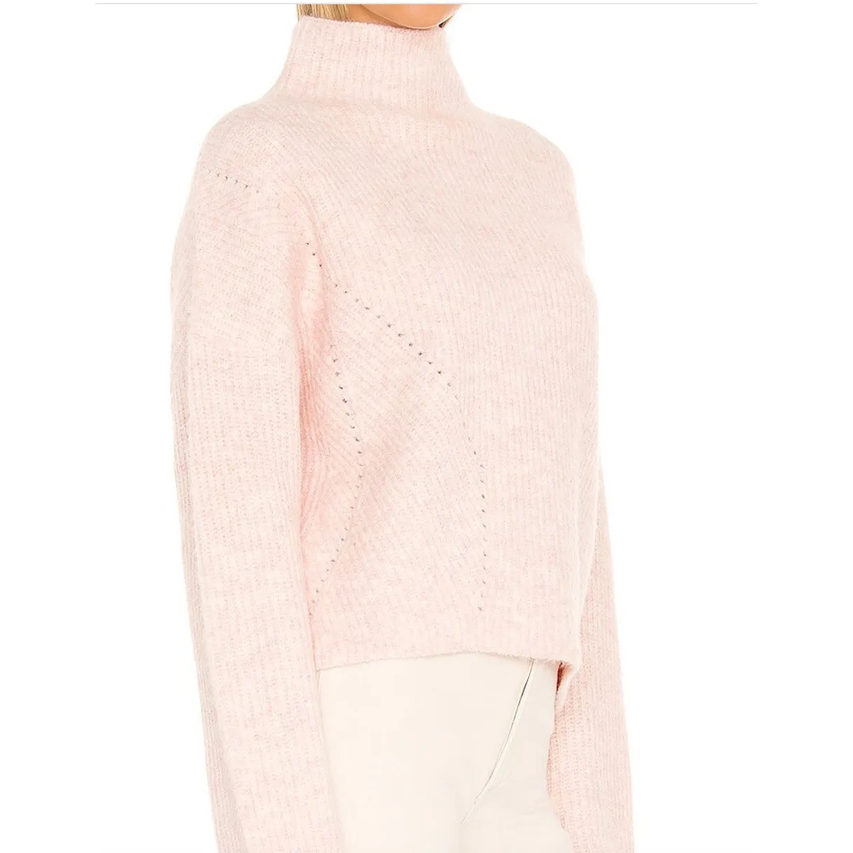 Central Park West Sweater Womens Medium Pink Bailey Turtle Neck Cashmere Blend - Image 5