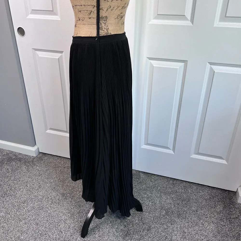 Sz M Arden B Black Fully Pleated Chiffon High Low Maxi Skirt - Image 3