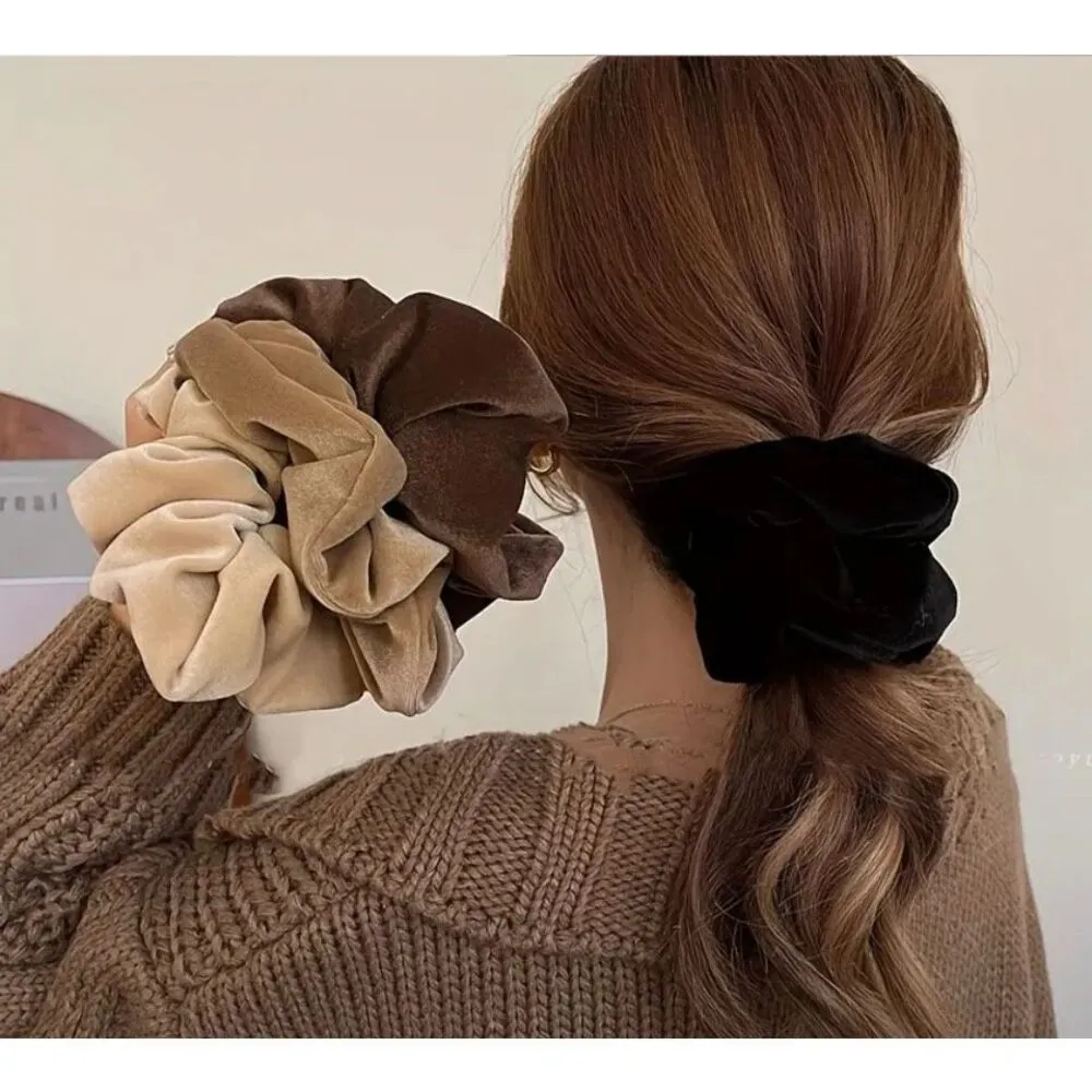 Luxe Neutral Velvet Oversized Scrunchie Set (4 - Image 2