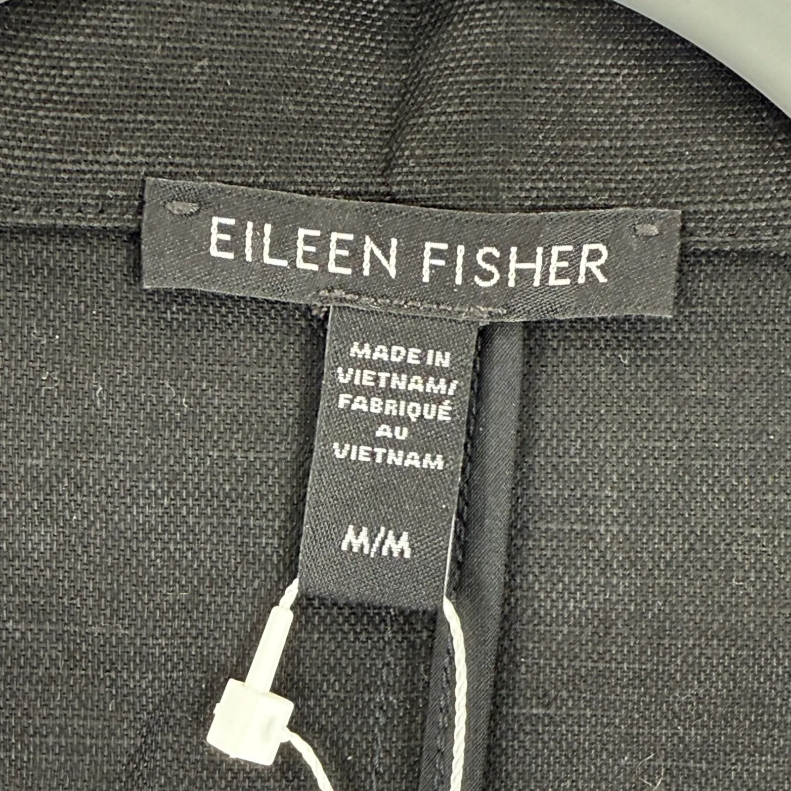 Eileen Fisher‎ Black Tencel Organic Linen Slub Double Breasted Jacket M/M - Image 2