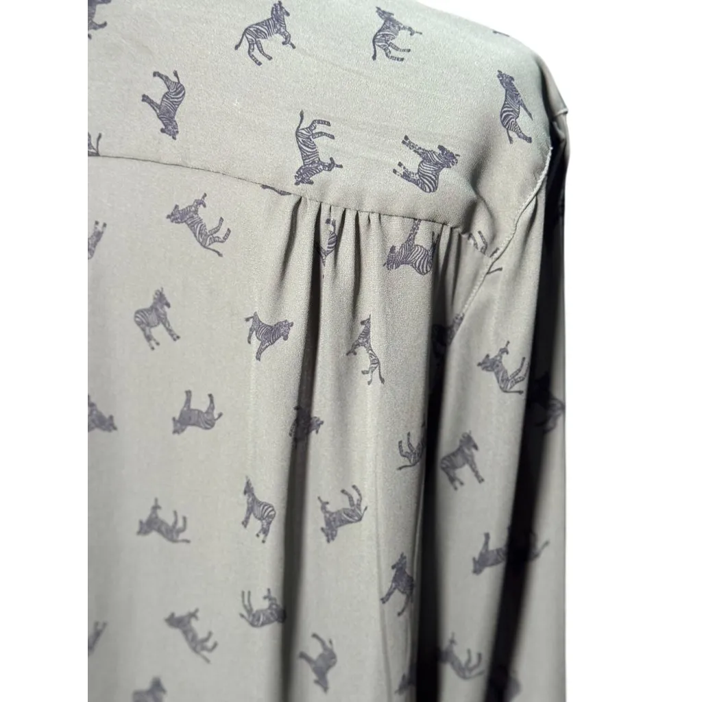 Faden Glory Womens L Shirt Green Zebra Print Button - Image 11