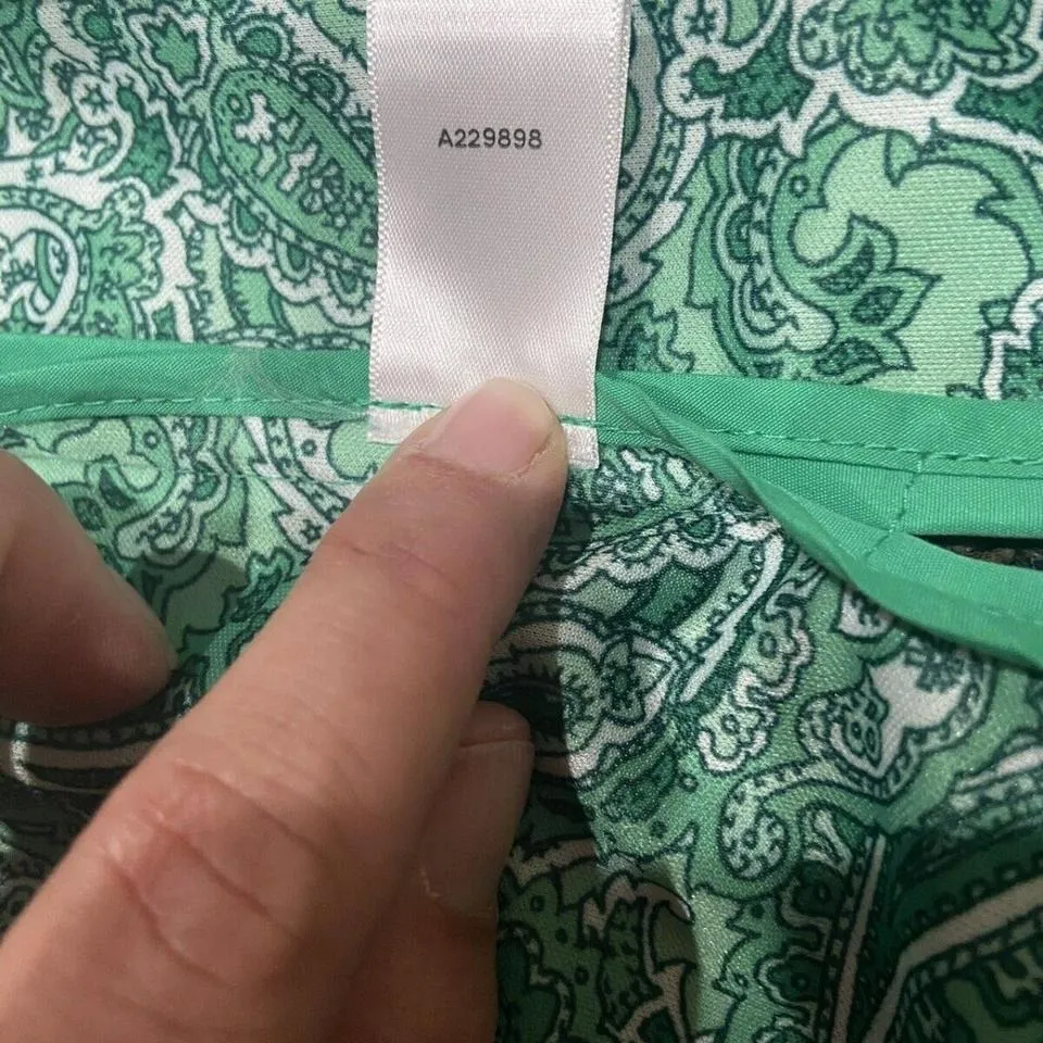 Dennis Basso Women's Sz XXS Water Resistant Button Front Jacket Green Paisley - Image 7