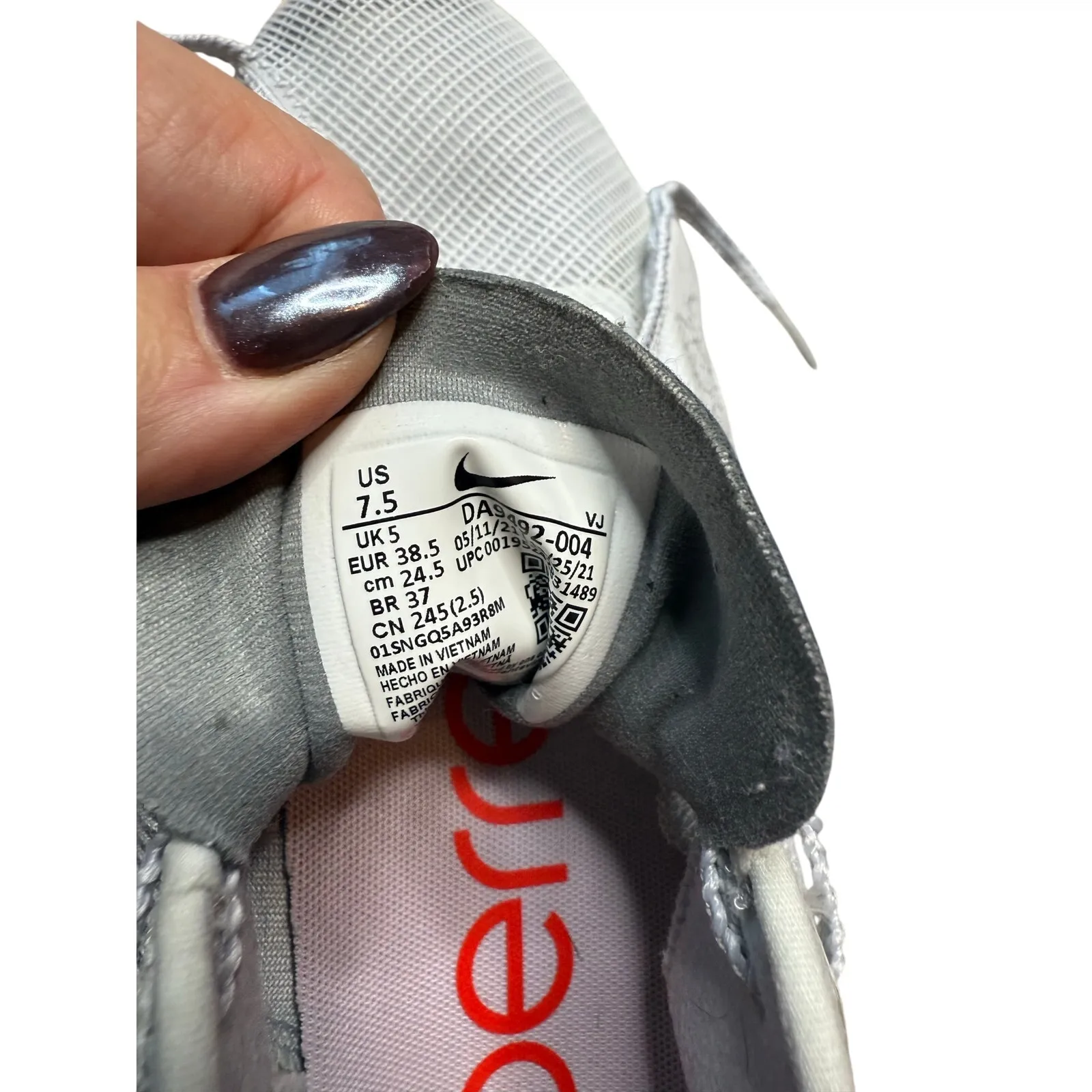 Nike Air Zoom SuperRep 3 Women’s 7.5 Pure Platinum Training Shoes Grey/Red - Image 6