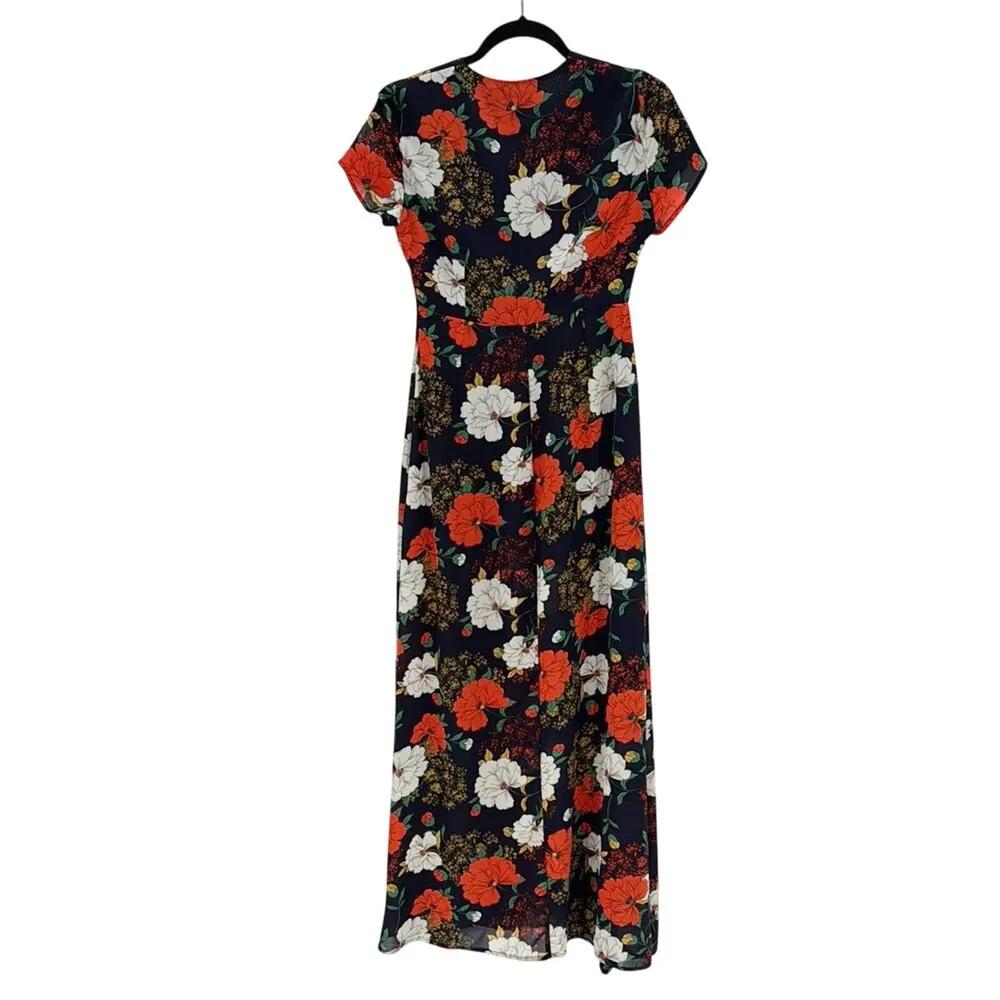 WYLDR Flawless Maxi Dress blue red floral side slit sold at Revolve size s - Image 2