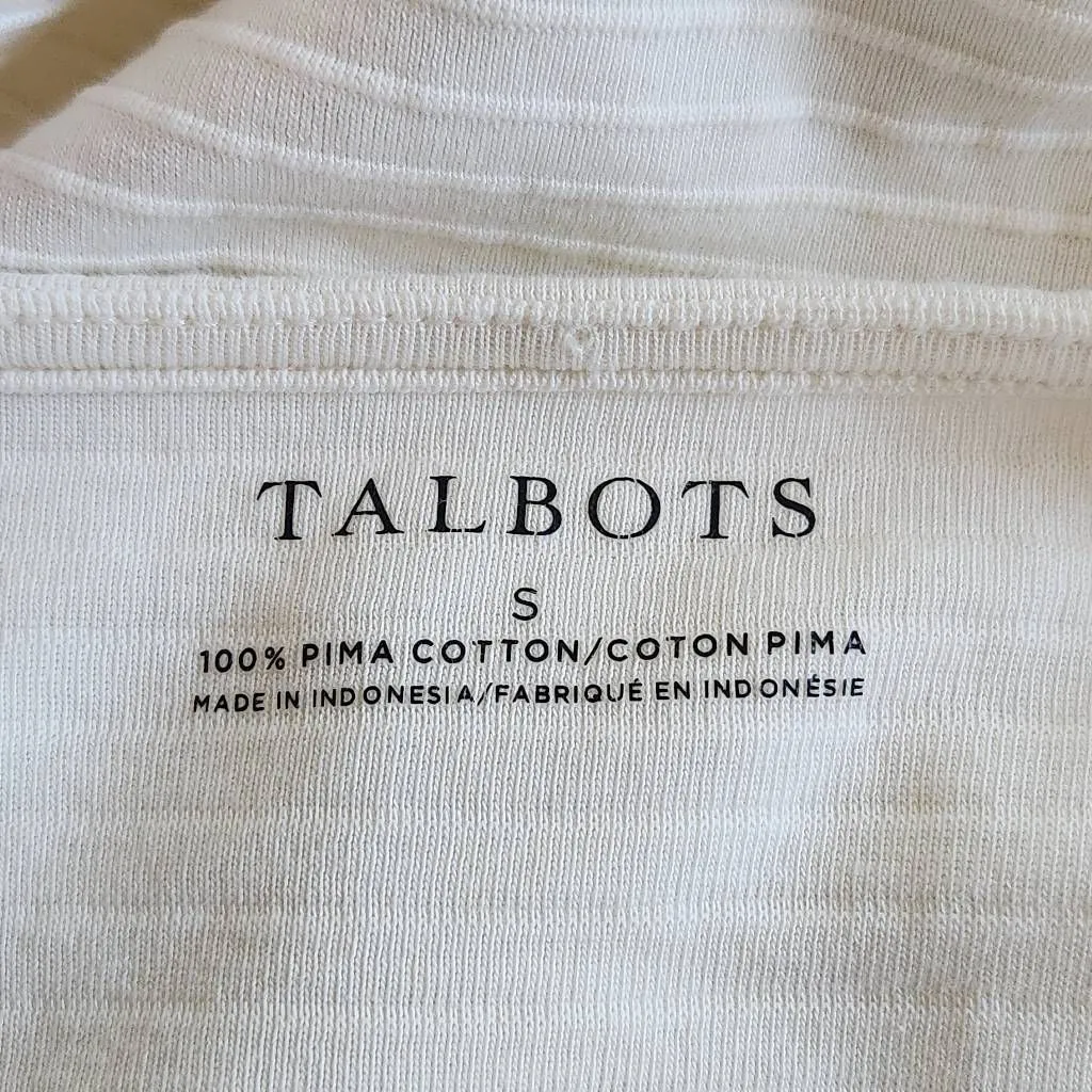 Talbots Cream Ribbed Knit Top Size Small Talbots Cream Cotton Top - Image 6