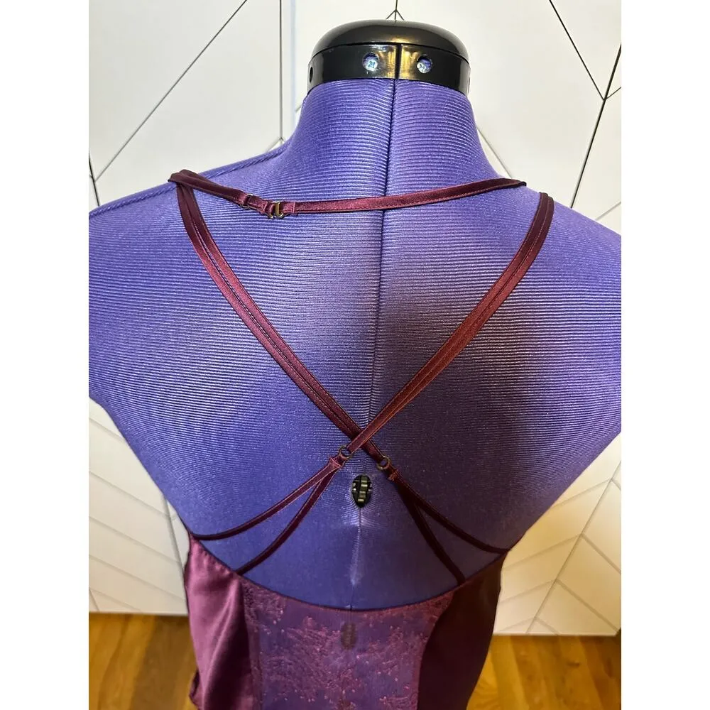 Victoria’s Secret Womens large Y2K Purple Spaghetti Strap Satin Lace Slip - Image 4