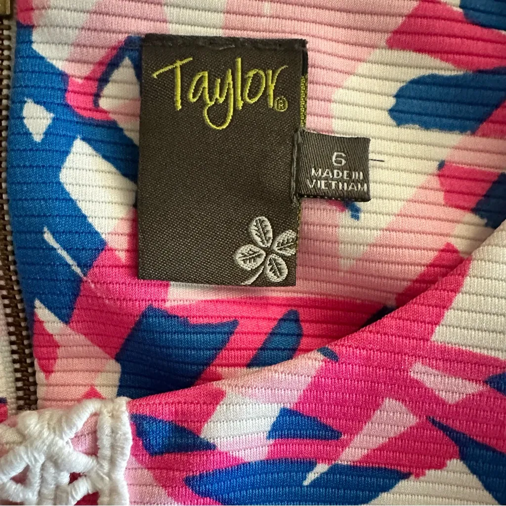 Just Taylor A Line Sleeveless Crochet Detail Pink Blue Dress 6 - Image 7