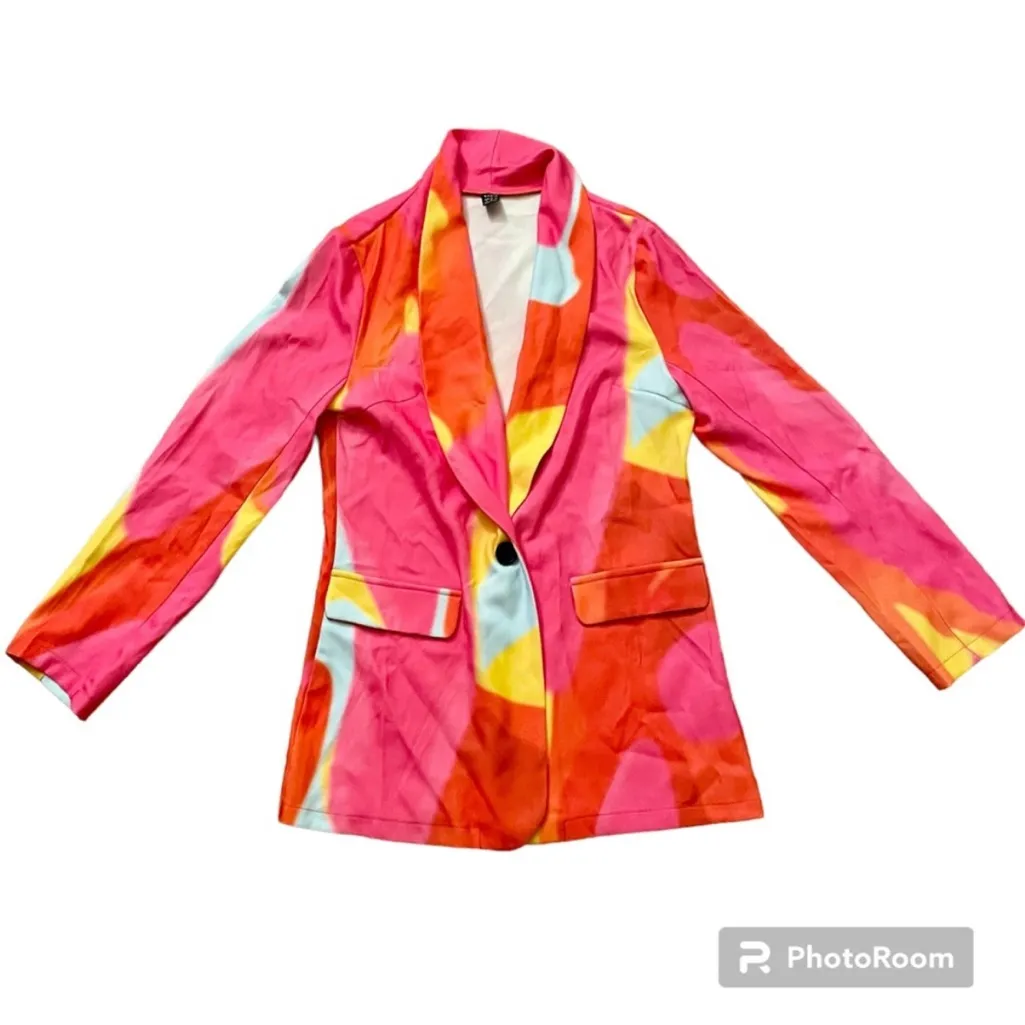 SHEIN Blazer Pink Orange Long Sleeve Medium - Image 5