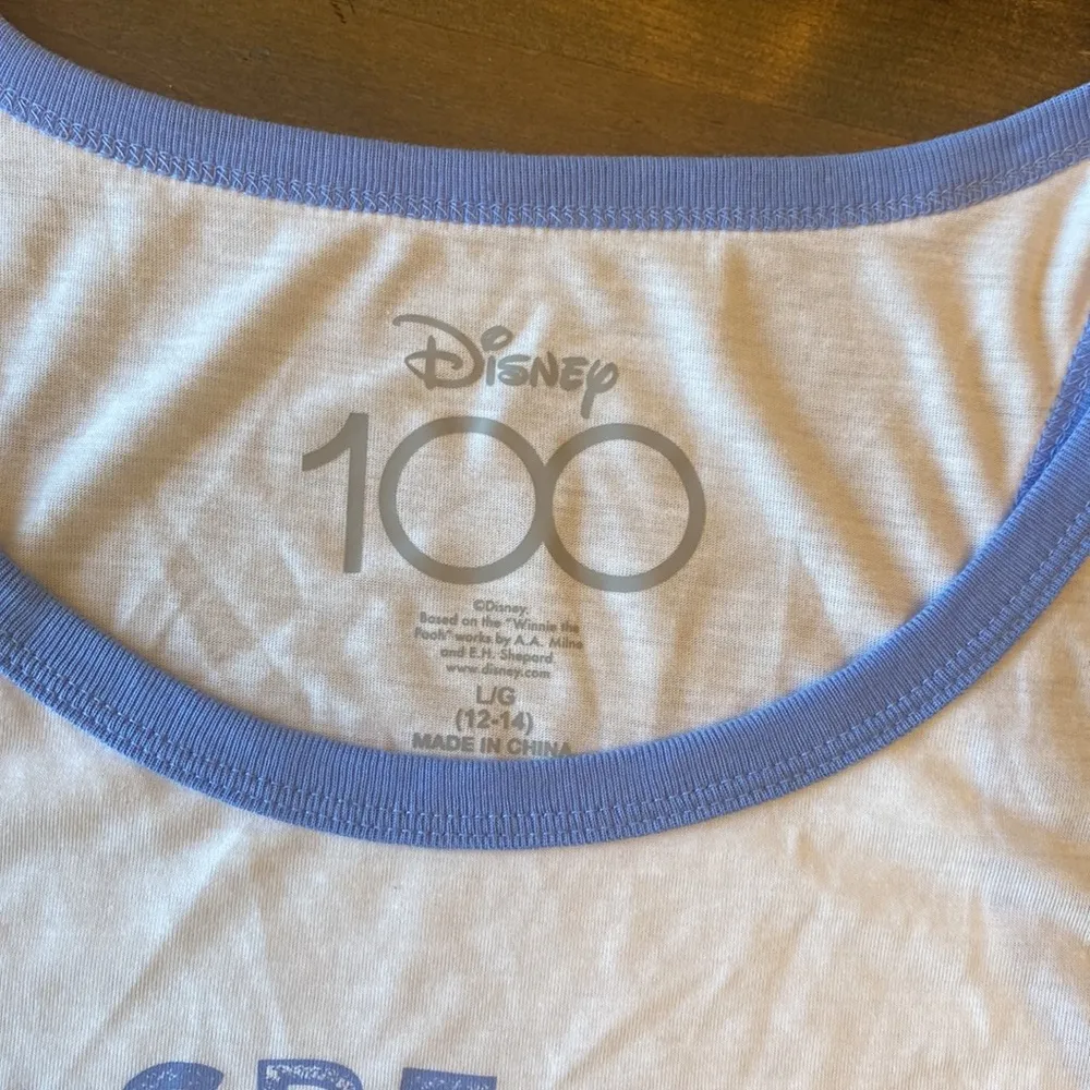 Disney 100 Winnie the Pooh shorty tank blue Oxford graphic tank sleep size L NEW - Image 2