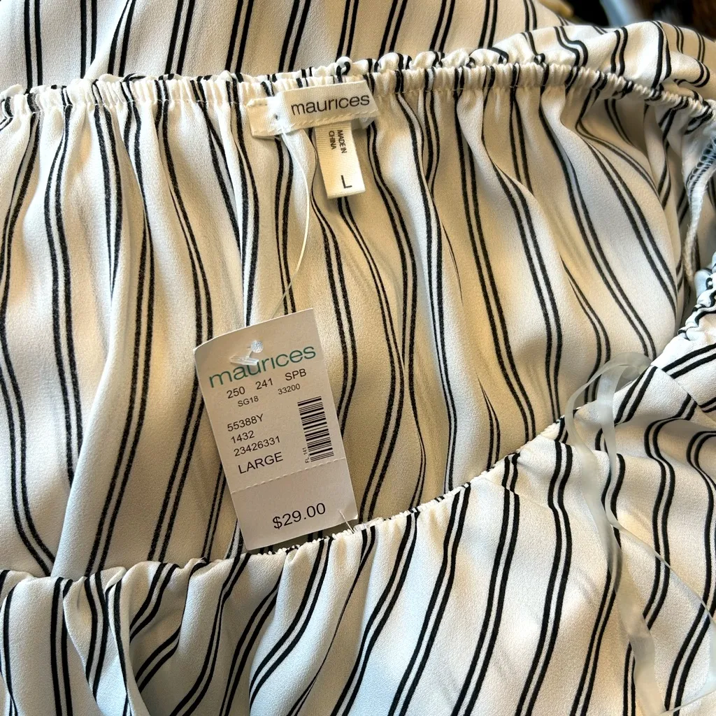 Maurices Large striped off the shoulder flowy blouse ruffle & bell sleeve NWT - Image 8