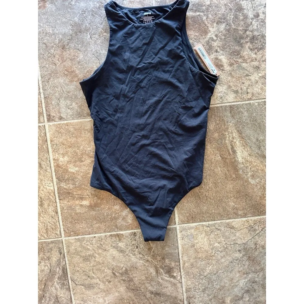 Skims Fits Everybody High Neck Bodysuit Onyx Size Medium - Image 7