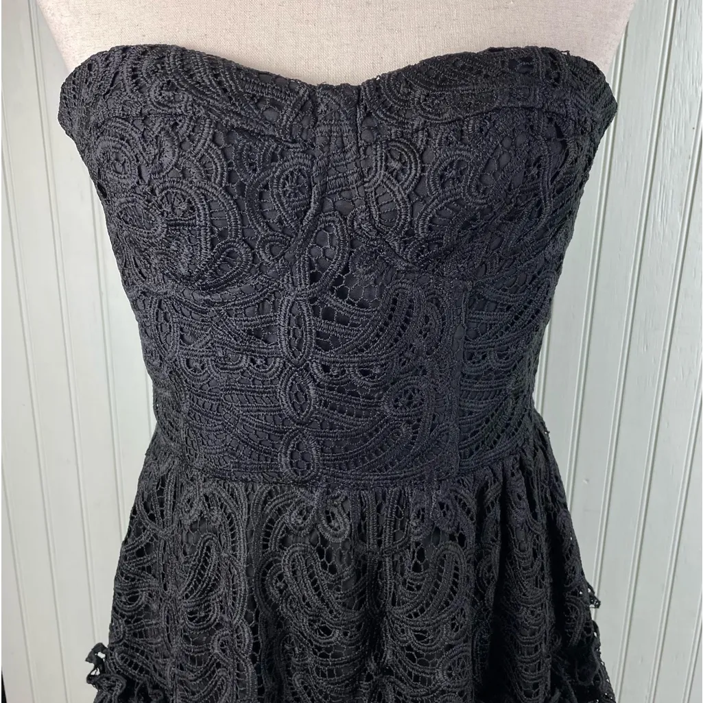 NEW Anthropologie Eva Franco Black Floral Lace Mini Dress Size 6 Whimsigoth - Image 5