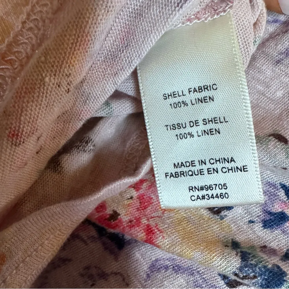 Rebecca Taylor T-shirt Linen Floral Cap Sleeves Pink Tee 100% Linen XS - Image 7