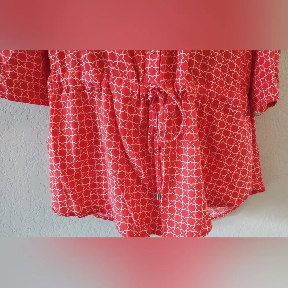 Croft & Barrow XL Orange V Neck Tunic 3/4 sleeves button down drawstring - Image 4