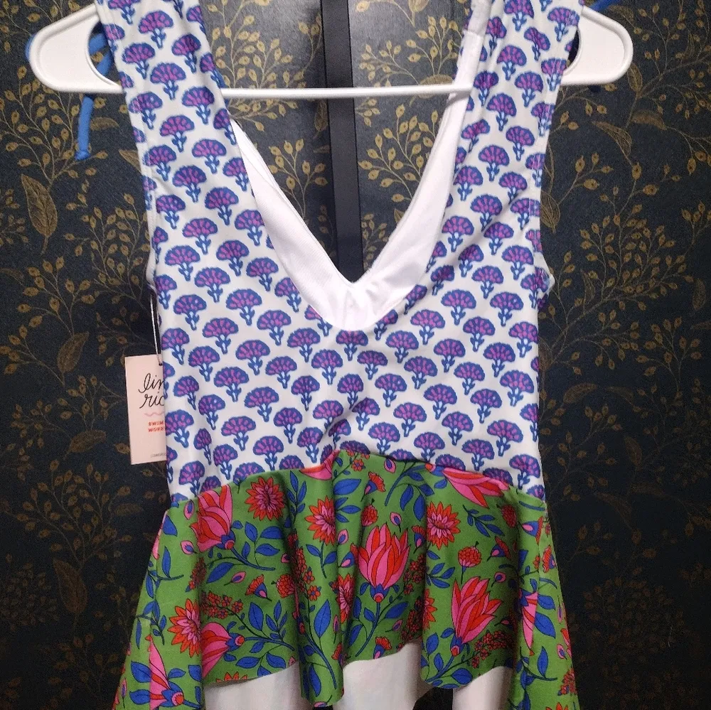 NEW lime Ricki Bathing Suit Peplum Top Blue - Image 6