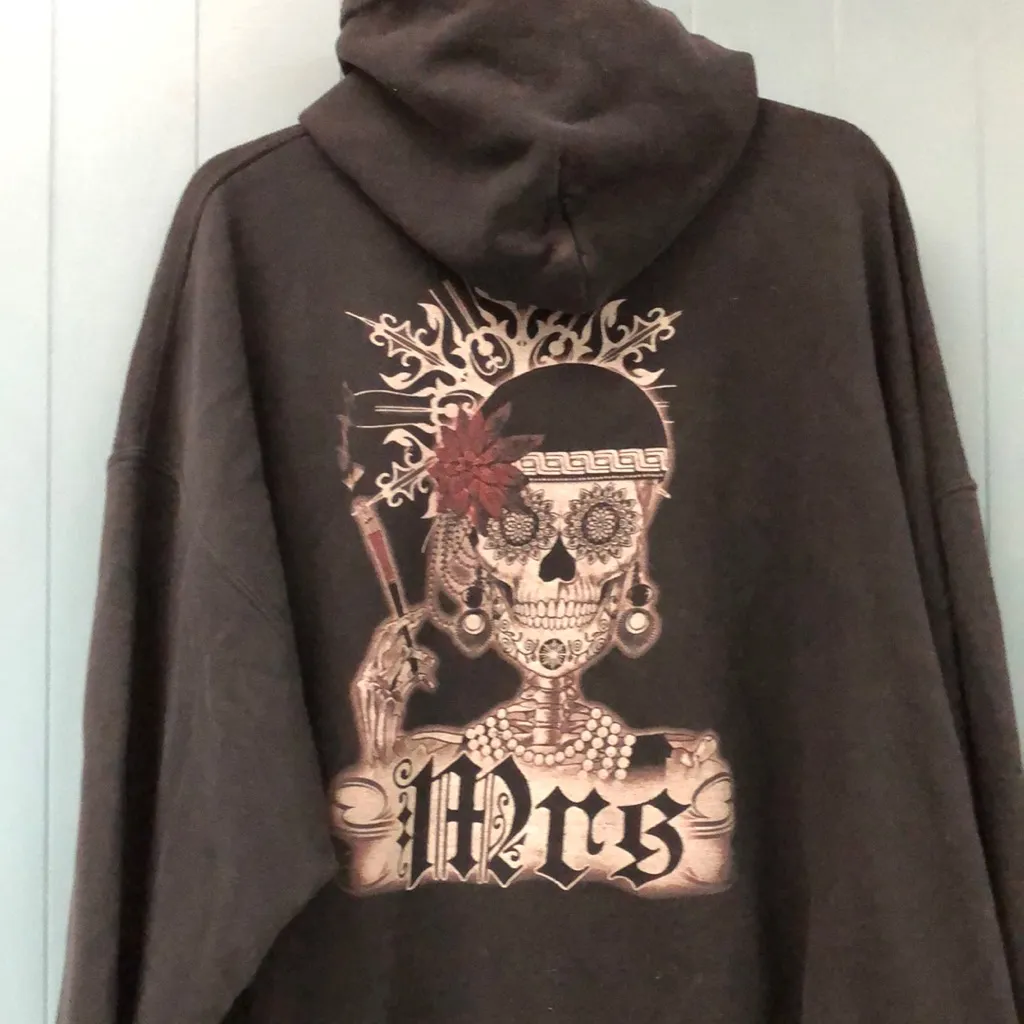 Mrs. Day of Dead skull hoodie sweatshirt Gildan‎ size 3xl - Image 2
