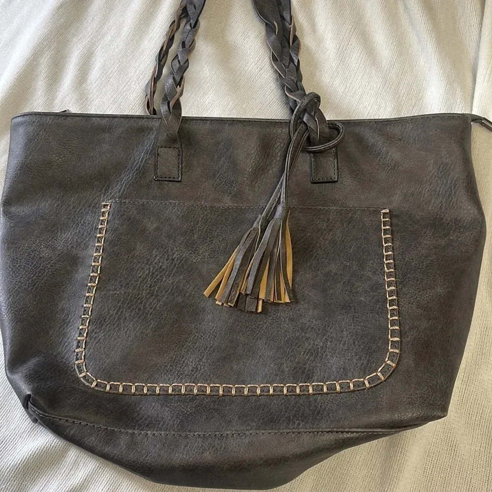 VINTIE Handbag Vintage Tassel Women Shoulder Bag Gray - Image 7