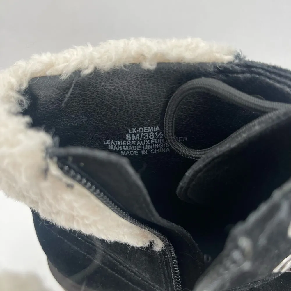 Lucky Brand Demia Boots Size 8 Black Combat Faux Shearling Suede Leather NWOT - Image 12