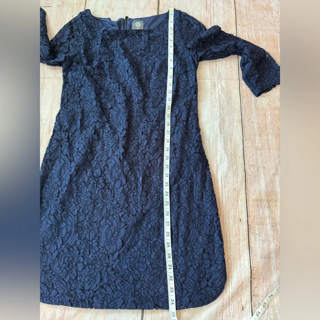Vince Camuto Navy Blue Lace Shift Mini Dress Size 10 Party Cocktail Evening - Image 6