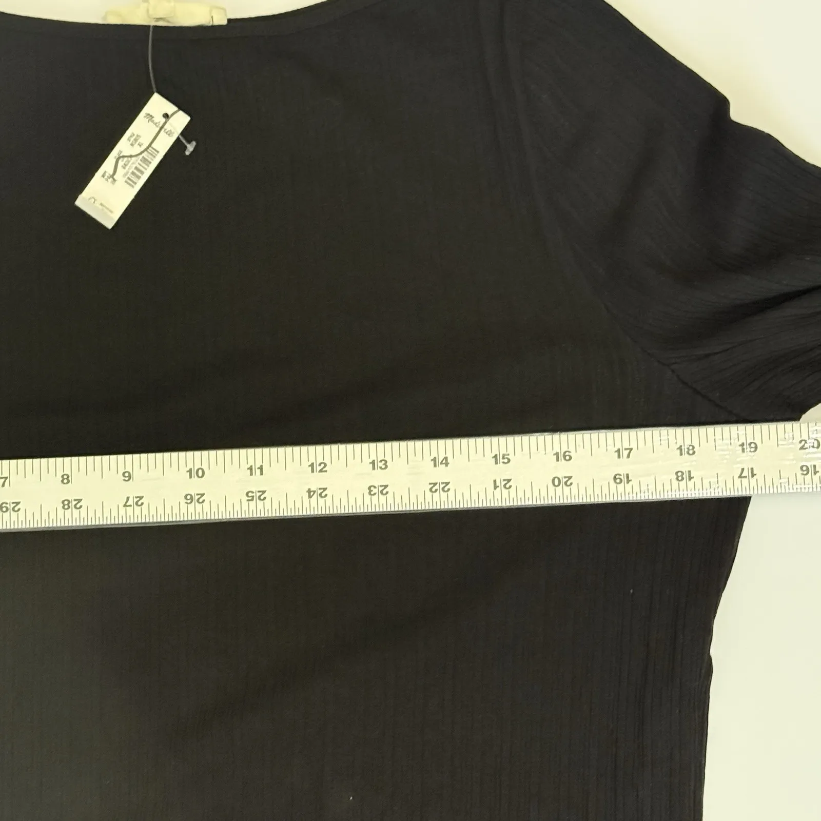 Madewell Ribbed Long-Sleeve Boatneck Top WMNS XL Black Pullover Stretch Slim Fit - Image 5