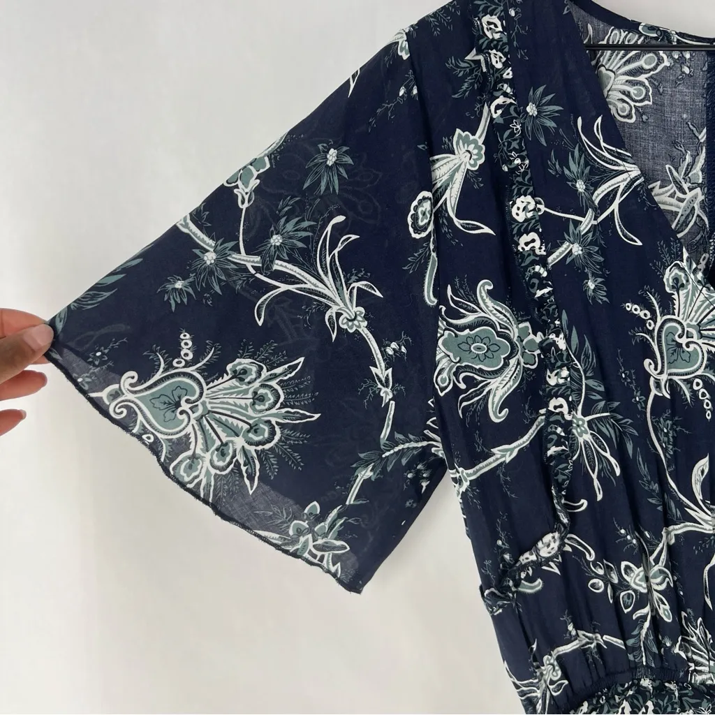 Gigio‎ Lightweight Floral Print Navy V - Image 3